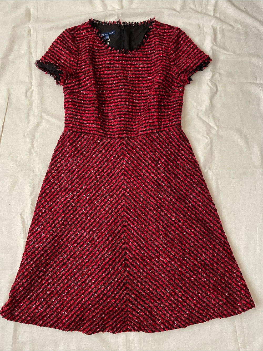 Talbots Red and Black Tweed Fit-and-Flare Dress